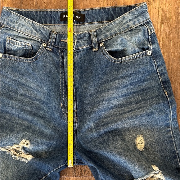 Parisian Works Women's Distressed Boyfriend Jeans in Blue - Picture 3 of 8